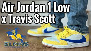 Air Jordan 1 Low x Travis Scott “Elkins” “Canary” Review amp On Feet [upl. by Antsirhc]