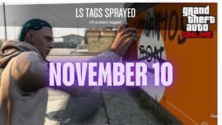 LS TAGS LOCATIONS NOVEMBER 10 IN GTA ONLINE [upl. by Mcintosh217]