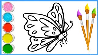 Butterfly easy drawing  painting coloring for kids toddlers  how to draw a butterfly 🦋 [upl. by Andaira137]