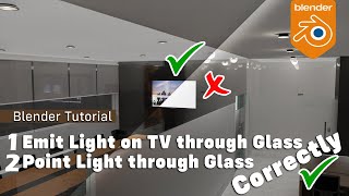 Blender Tutorial Emit Light from TV and Point Light through Glass Correctly for Cycles  Eevee [upl. by Doty789]