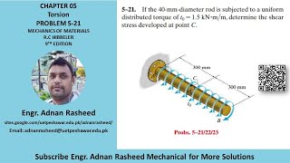 521 Ch 5 Torsion  Mechanics of Materials RC Hibbeler [upl. by Durr]