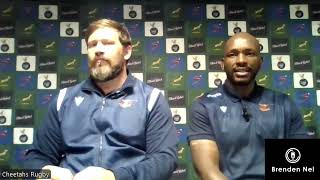 CURRIE CUP Toyota Cheetahs post match presser after loss to Lions Frans Steyn and Victor Sekekete [upl. by Oryaj]