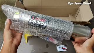 Satria Fu Fi unboxing knalpot Racing Lone Rider  Belang R150 Raider F150 [upl. by Anurb525]