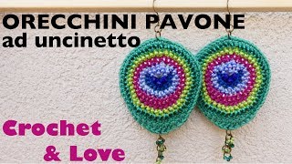 Tutorial Orecchini Pavone ad uncinetto sub Espanol [upl. by Winslow242]