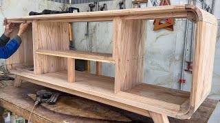 Curved Woodworking Techniques and Ideas \\ TV Cabinet Design With Unique Shutter Doors [upl. by Puff204]