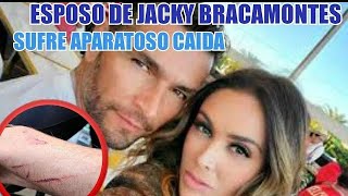 El esposo Jacqueline Bracamontes sufrió una aparatosa caída mientras andaba en bicicleta [upl. by Ainocal]