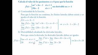 Estudio de la derivabilidad en funciones con parámetros [upl. by Yorel]