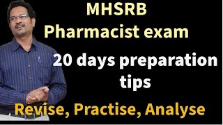 MHSRB Pharmacist 20 days preparation TIPS [upl. by Ramsdell]