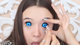 Putting In 4 HUGE Sclera Color Contacts For The First Time Tips for you too  Fiona Frills [upl. by Hogue]