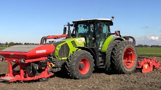 Winter tarwe zaaien met Claas Arion 660 Mts Mellema Finsterwolde 4K [upl. by Borroff]