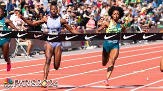 Shericka vs ShaCarri CHAMPIONSHIP REMATCH caps 100m season at Prefontaine  NBC Sports [upl. by Silma174]