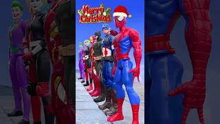 Super Heroes CHRISTMAS DOMINO EFFECT THE AMAZING  Marvel Toys shorts funny [upl. by Leribag]