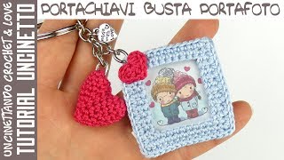 Portachiavi  Portafoto ad Uncinetto  Mini Cuore  Tutorial San Valentino [upl. by Dixie]