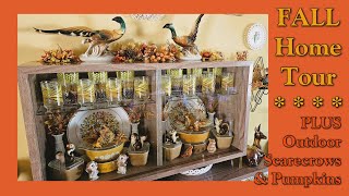 FALL VINTAGE DÉCOR HOME TOUR  Autumn Dining Room  Outdoor Scarecrows amp Pumpkins [upl. by Minette691]