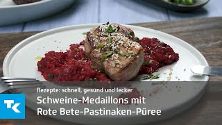 SchweineMedaillons mit Rote BetePastinakenPüree und geröstetem Amaranth [upl. by Akselaw]