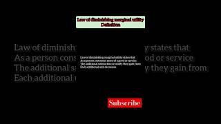 law of diminishing marginal utility Definition Business economics shorts [upl. by Abbot]