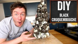 Black Croquembouche Recipe Charcoal Profiterole Tower [upl. by Cudlip]