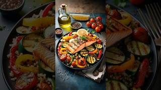 Easy Mediterranean Diet Recipe  Salmon with Vegetables and Quinoa Recipe [upl. by Jarrow]