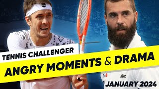 Tennis Angry Moments amp Drama  Challengers  January 2024 [upl. by Jaella]