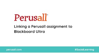 Linking a Perusall assignment to Blackboard Ultra [upl. by Supen]