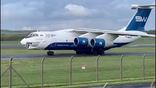 Silk Way Ilyushin Il76TD Landing at Prestwick Airport [upl. by Anyotal86]