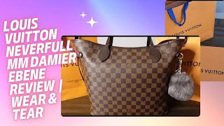 Louis Vuitton Neverfull MM Damier Ebene Review  Wear amp Tear [upl. by Divan697]