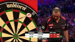 Phil Taylor vs Rob Szabo  World Darts Championships 2014 First Round [upl. by Adnorehs]