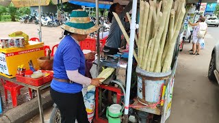 Kamboçya SİEMREAP ta 1 dolara şeker kamışı suyu 070 sente Fıçı Bira içebilirsiniz 🇰🇭 [upl. by Auberbach]