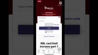 RBL card limit increase part 1 rbl shorts supercard creditcard limit increase live process [upl. by Pinette275]