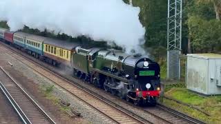 35028 CLAN LINE WITH THE 1Z28 DOWN ACE ROARS UNDER CURZON BRIDGE HEADING WEST ON SAT 12TH OCT 2024 [upl. by Fiona831]