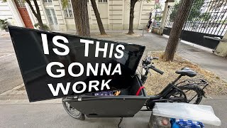 65 inch TV on Urban Arrow Cargo bike ride through Vienna [upl. by Beaufert]