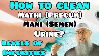 How to clean from Mathi Precum Mani Semen Urine Levels of impurities in Islam Assim al hakeem [upl. by Lleumas]