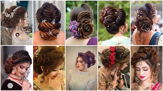 😍Party hairstyles Hairstyles for mediumamplong hair Low bun Bridal hairstyle [upl. by Acined]