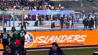 Bryan Trottier amp Mark Messier Ceremonial Puck Drop 2024 NHL Stadium Series Rangers at Islanders [upl. by Lattie858]