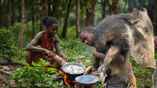 Wilderness Cooking Hadzabe Tribes Meat Preparation and Feast [upl. by Ateloiv215]