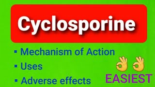 Cyclosporine drug mechanism of actionuses adverse effects  in hindi [upl. by Ahsratan]