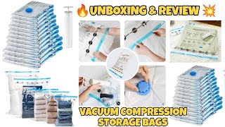 Amazon basics vacuum compression storage bags with hand pump  Vacuum storage bag review [upl. by Revell]