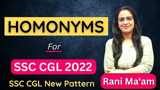 Homonyms in English Grammar  SSC CGL 2022  Examples Words  English With Rani Maam [upl. by Ellinnet]