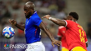 France mens soccer stays unbeaten with narrow 10 against Guinea  Paris Olympics  NBC Sports [upl. by Esilehc805]