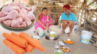 chicken curry with Carrot cooking by our santali tribe grandmaa  chicken curry [upl. by Mharg959]