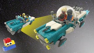 LEGO Ideas Vintage Car modded into SPACE Car Tutorial [upl. by Light]