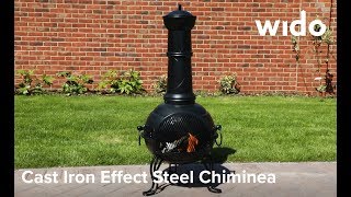 Wido Cast Iron Effect Steel Chimenea Product Video CHIM2A [upl. by Abixah]