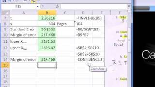 Excel 2010 Preview 7 Confidence Intervals for TDistribution CONFIDENCET function [upl. by Susi785]