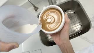 POV Latte Art Pouring Oatsome Oat Milk with OXO Silicone Measuring Cup [upl. by Esiouqrut]