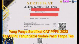 Info Penting Sertifikat CAT PPPK BKN Tahun 2023 di Pakai Tanpa Tes di Seleksi Calon PPPK Tahun 2024 [upl. by Higgins287]