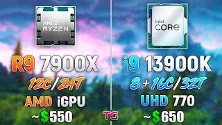 Ryzen 9 7900X vs Core i9 13900K  CPU and iGPU Test [upl. by Adyela]