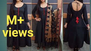 Designer long kurti with neck frock anarkali kurti in hindi by easy stitching [upl. by Laidlaw]