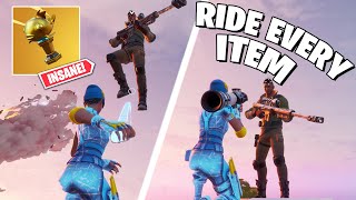 How to RIDE EVERY ITEM in Fortnite fortnite trickshot tutorial [upl. by Killam]