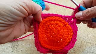 Squaring off a crochet circle [upl. by Hatch]