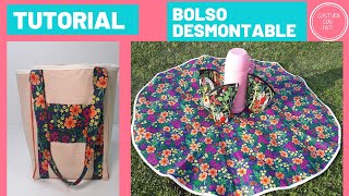 DIY  BOLSO MANTEL 2 EN 1 PARA PICNIC  BOLSO DESMONTABLE [upl. by Ruhtua530]